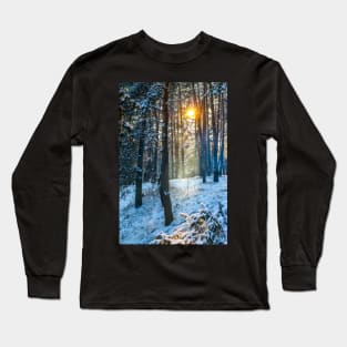 Winter landscape with snow-covered spruce forest. Long Sleeve T-Shirt